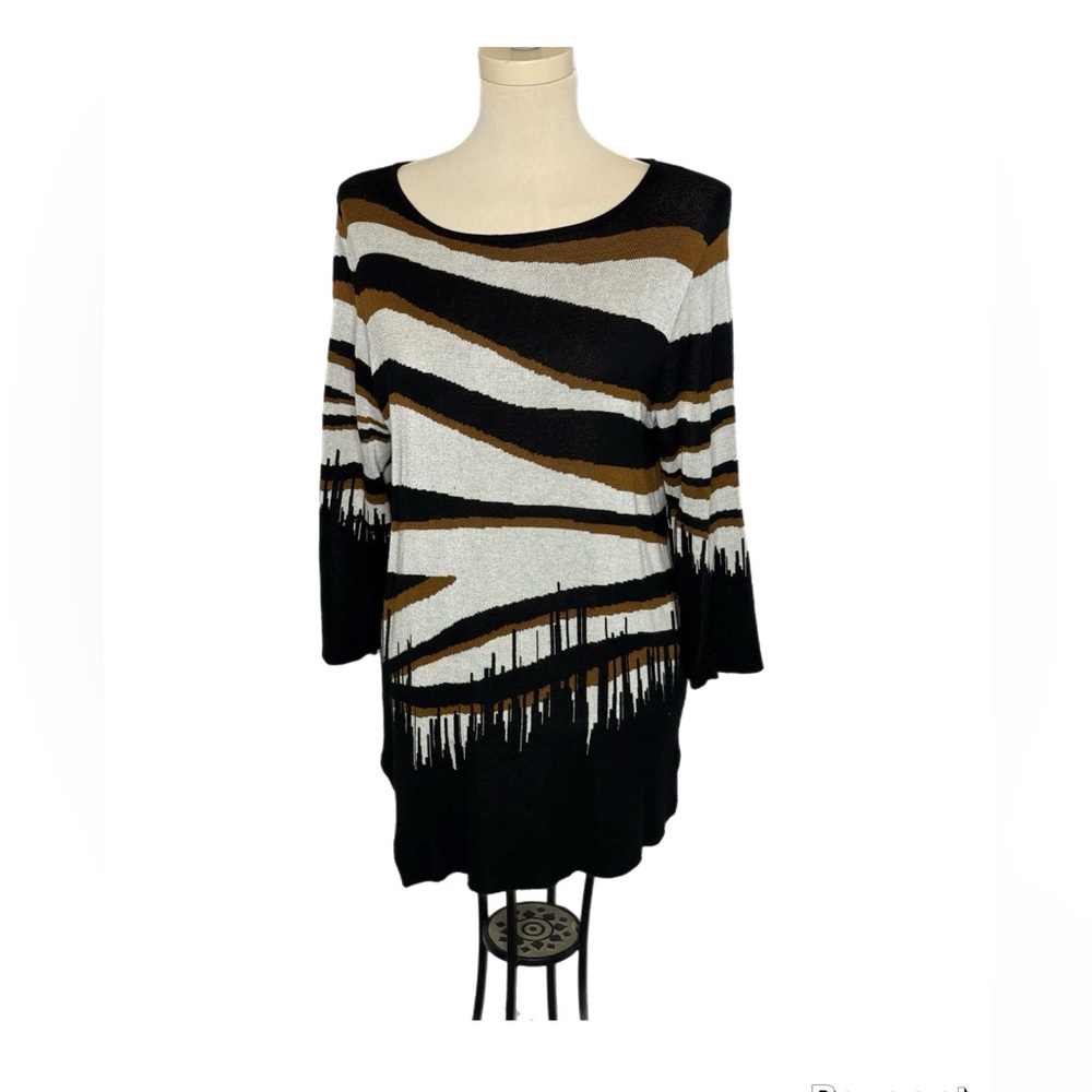 Asymmetrical Zebra Print Pullover Sweater Ruby Rd size xl